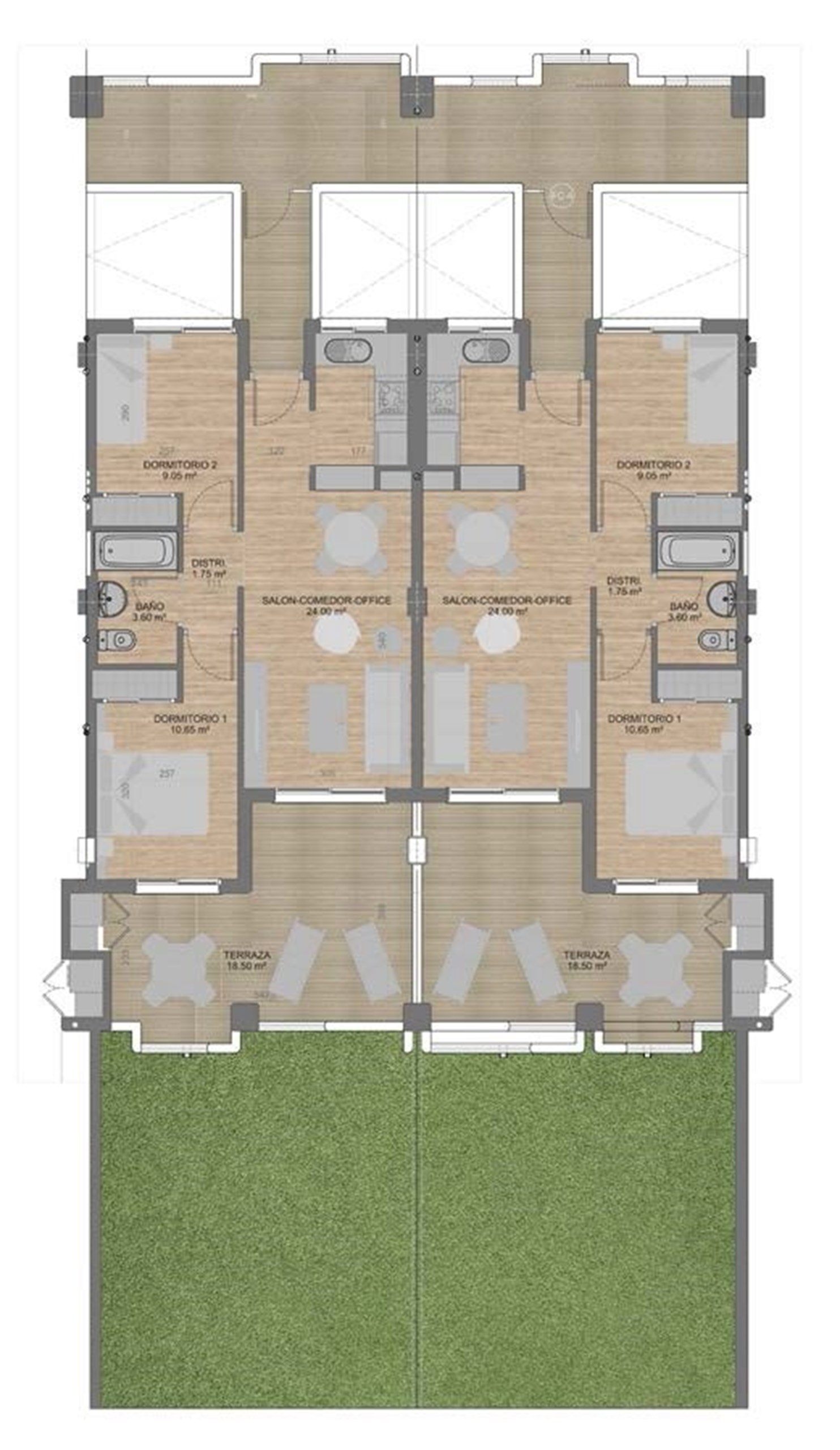 Lägenheter i markplan med uteplats